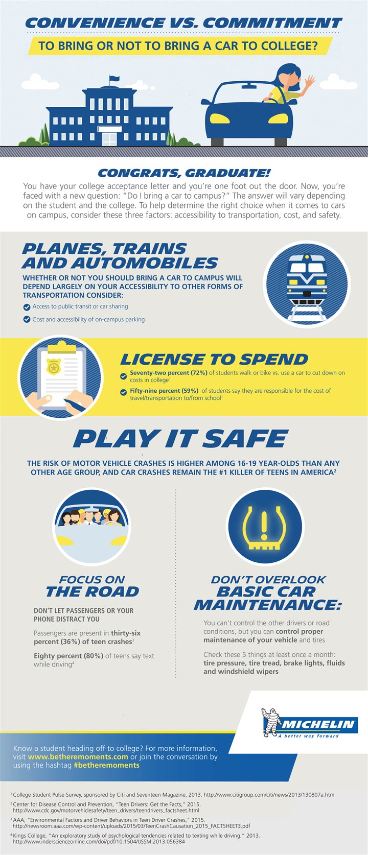 Convenience vs. commitment To bring or not to bring a car to college