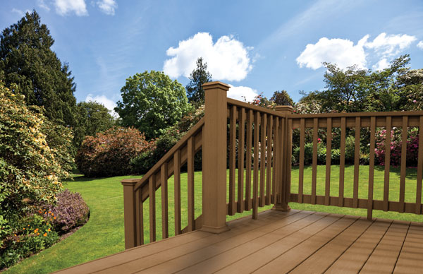 use railings in the same color to match your composite decking