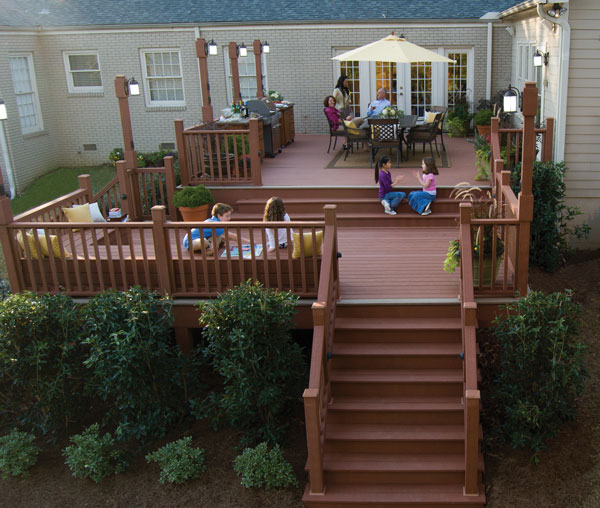 A party on a composite backyard deck