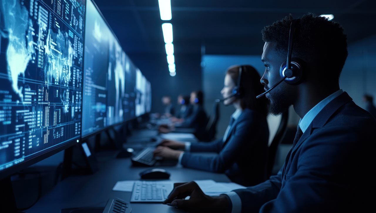 IT security support individuals at their computers similar to the professionals from Canon U.S.A., in collaboration with its Managed IT Services Partner, Supra ITS.