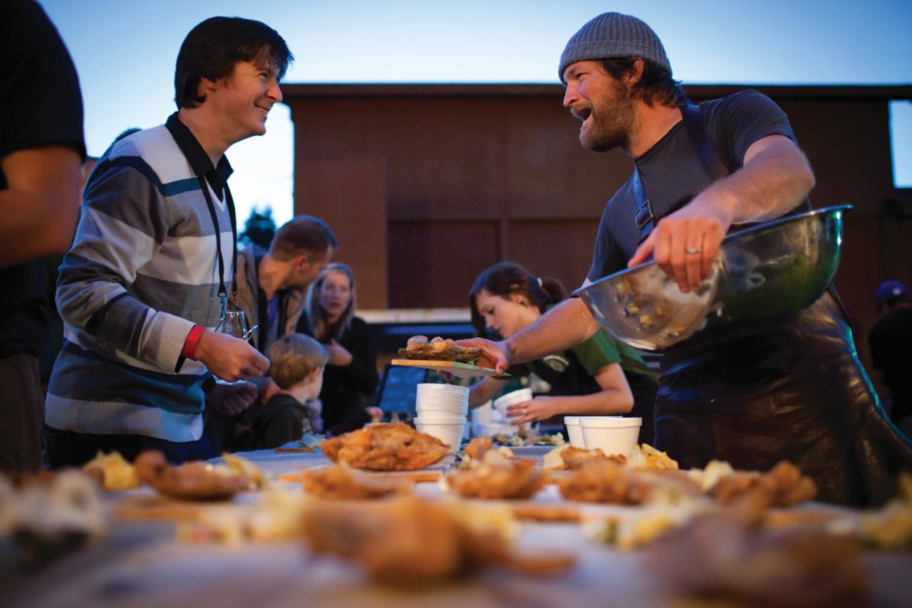 Chef Jeremy Charles at the King of Cod Event at Roots, Rants & Roars, Elliston