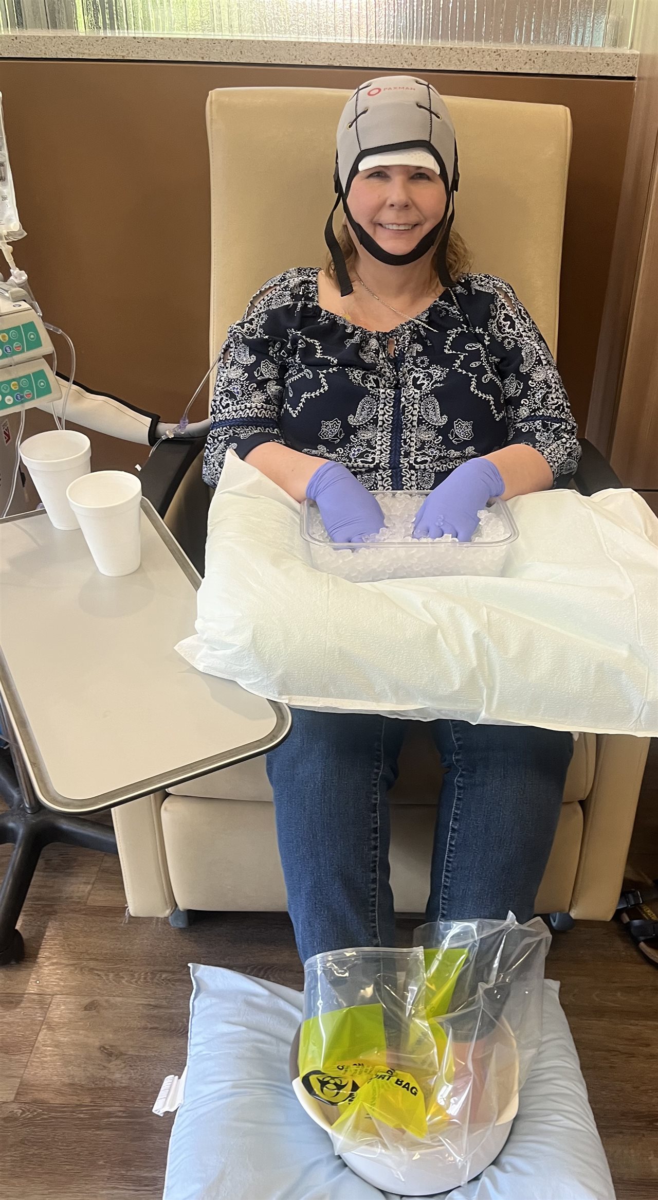 Schari having cancer treatment.
