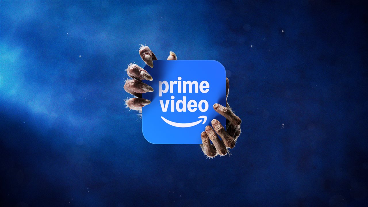Two scary hands holding a square with a prime video on it.