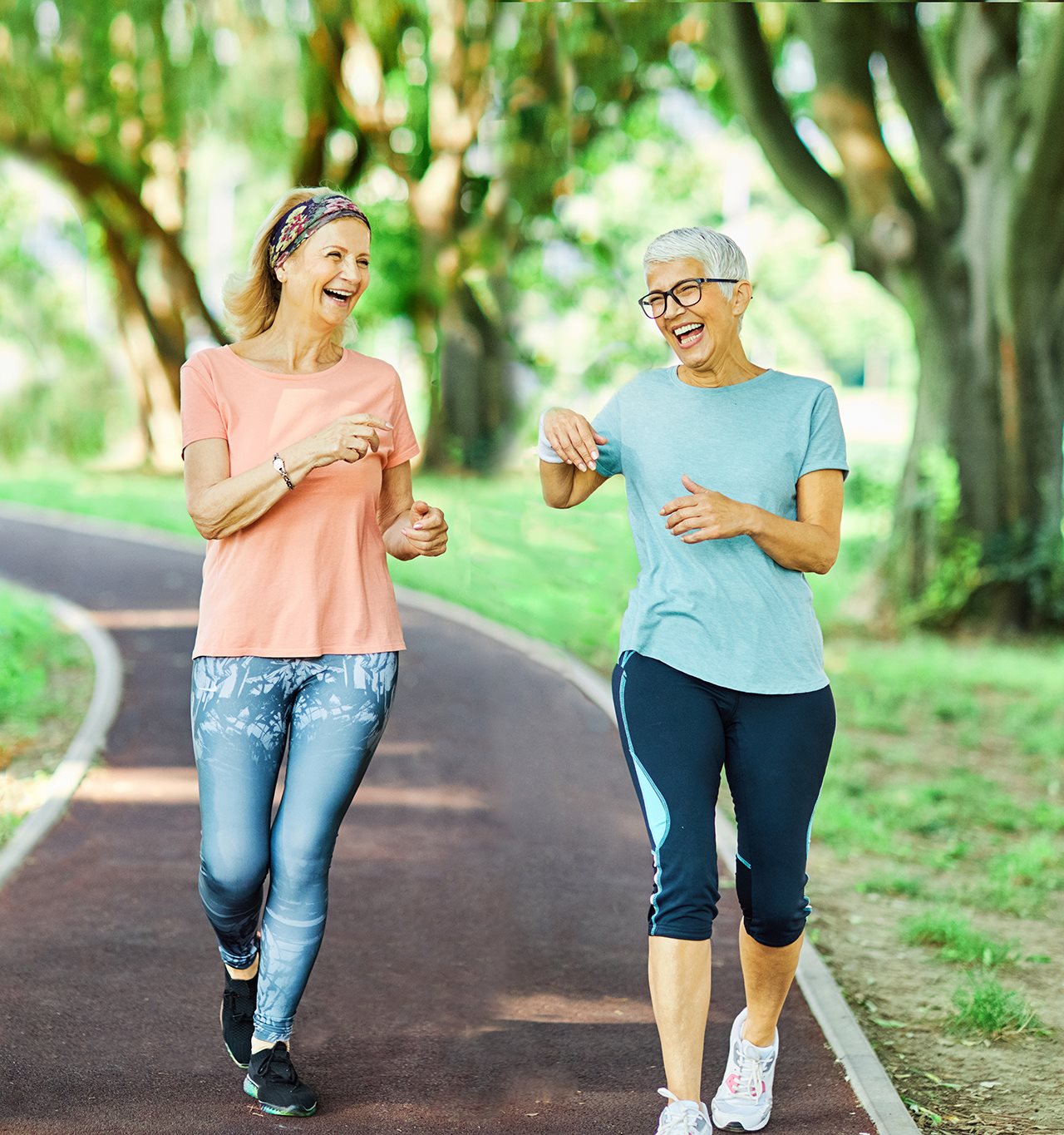 Two older woman out on a walk together