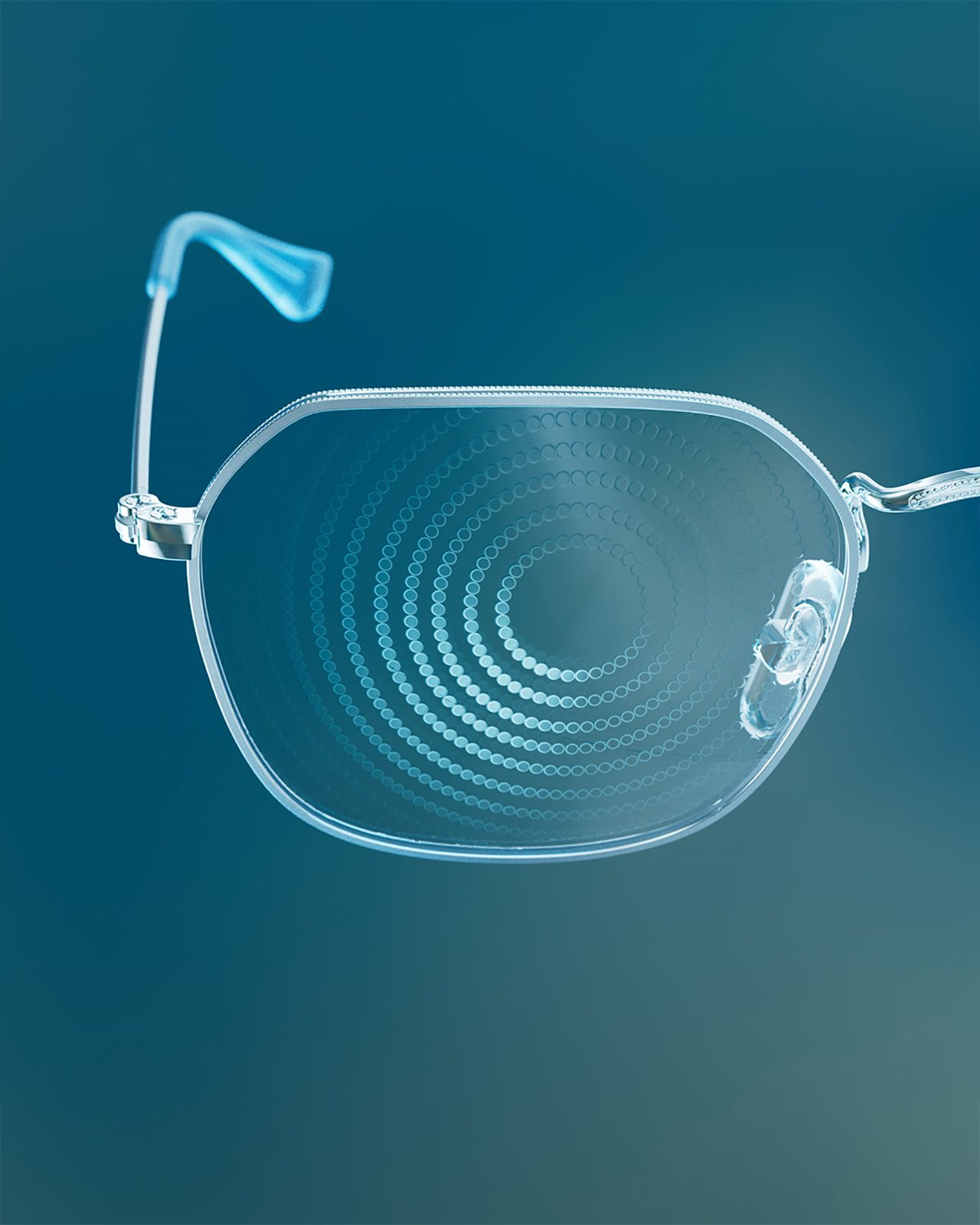Glasses frame with lens.