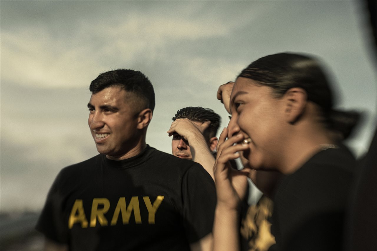 A group of Army soldiers at night. The Army has pushed Infantryman Spc. Alondra Segundo to grow stronger.