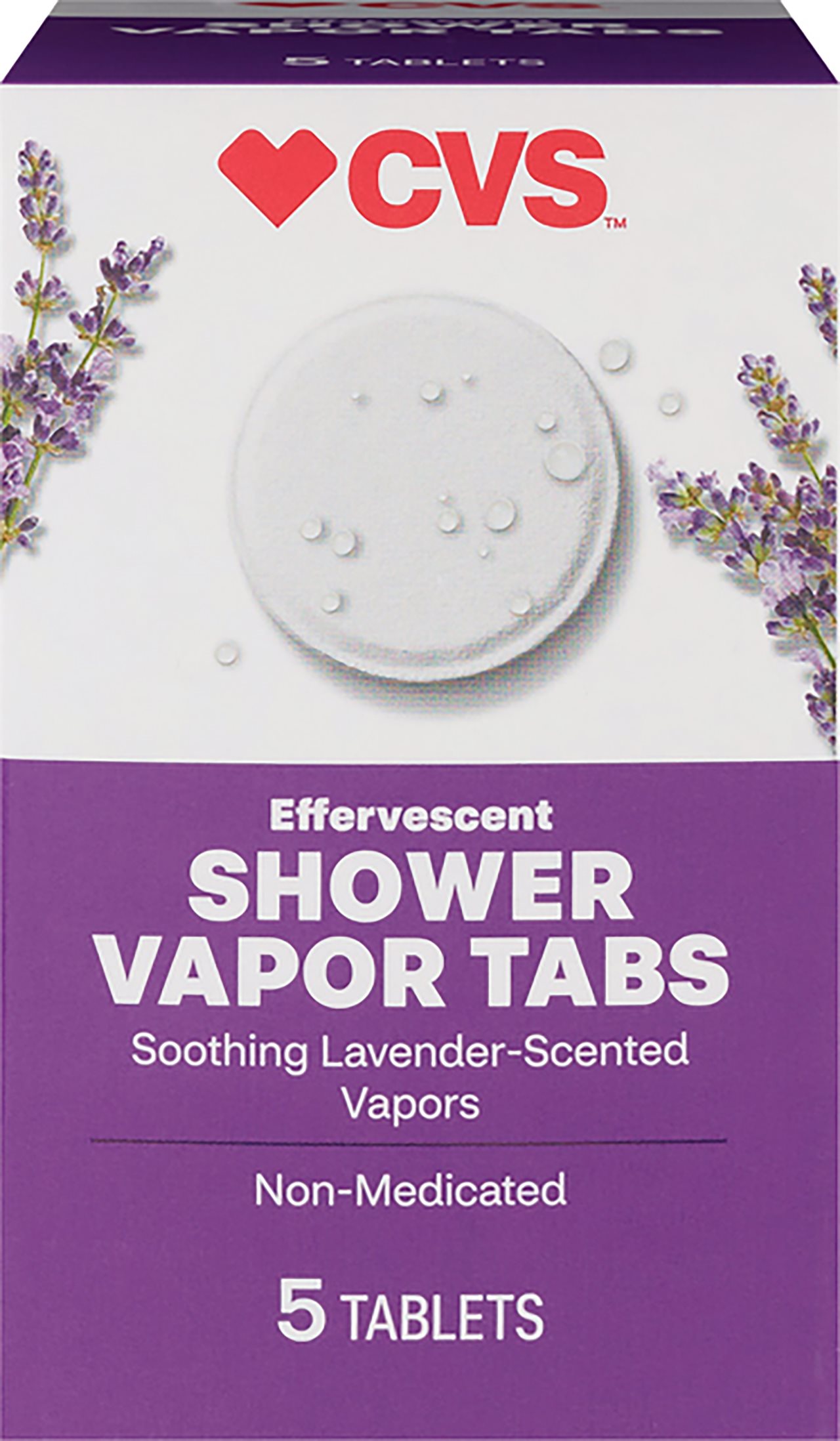 A box of CVS Effervescent Shower Vapor Tabs.