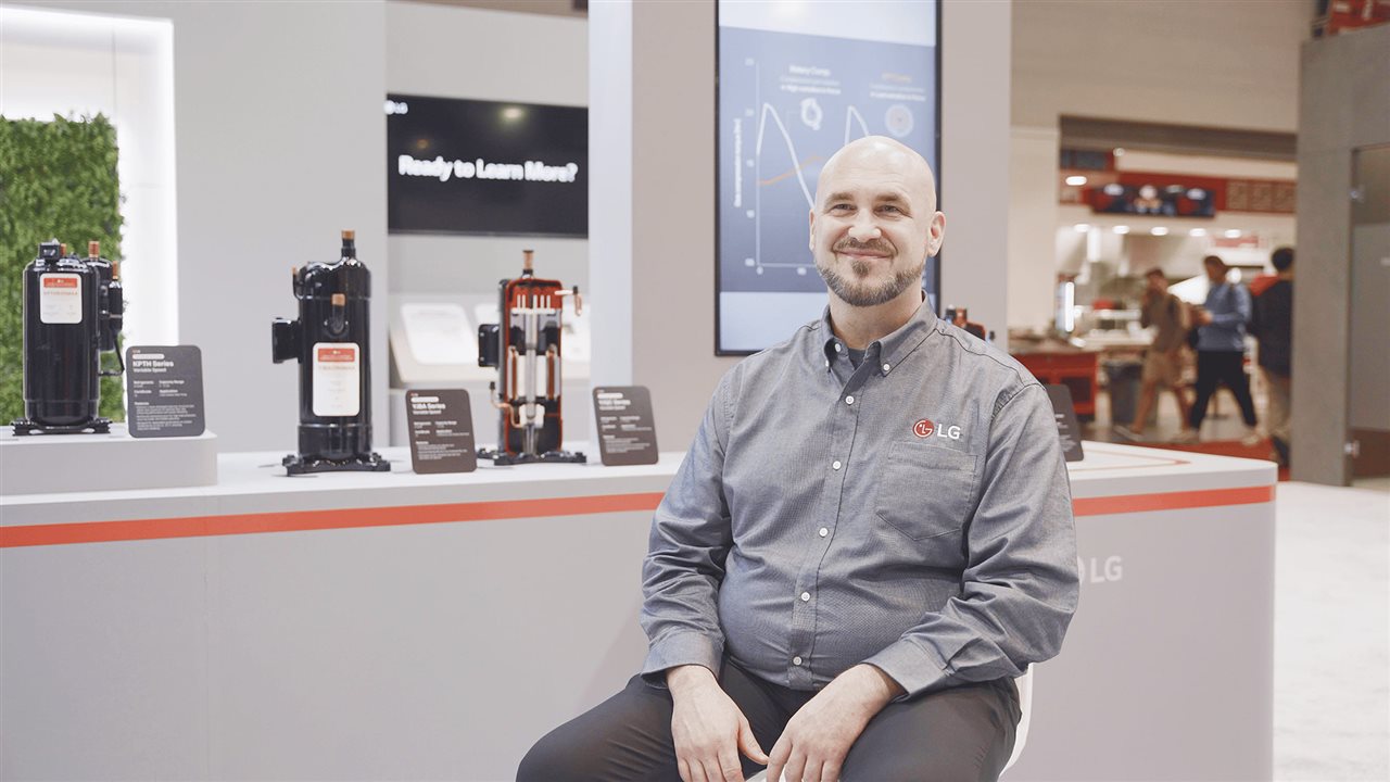 Jerry Edwards notes that innovative compressor technologies contribute to LG's heat pump systems.