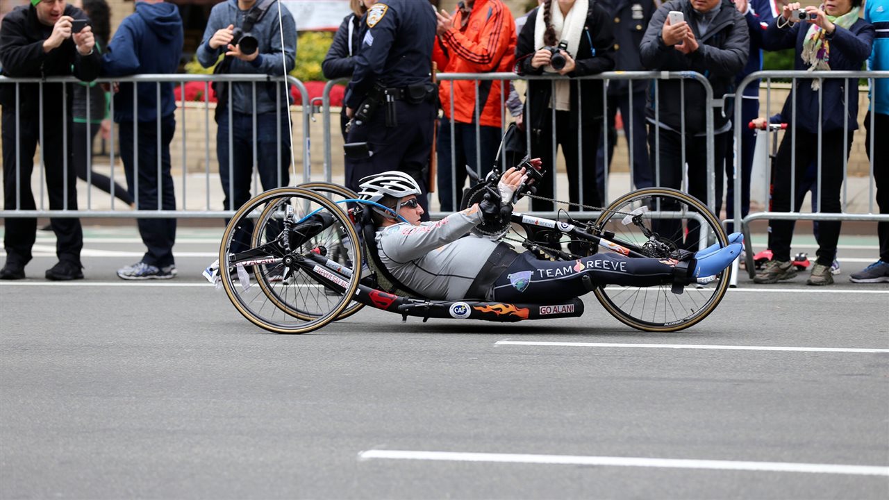 Person racing in Christopher & Dana Reeve Foundation marathon