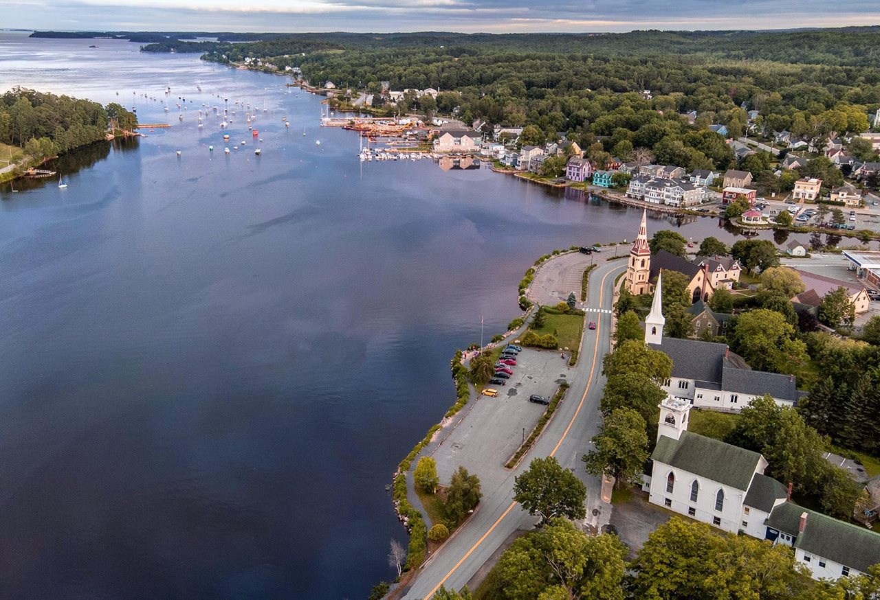 Ariel shot of Mahone Bay