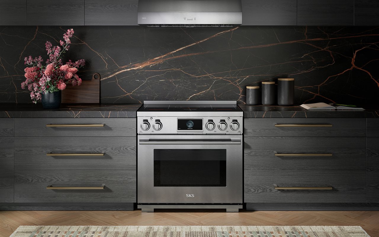 LG 36-inch Induction Pro Range in modern style kitchen.