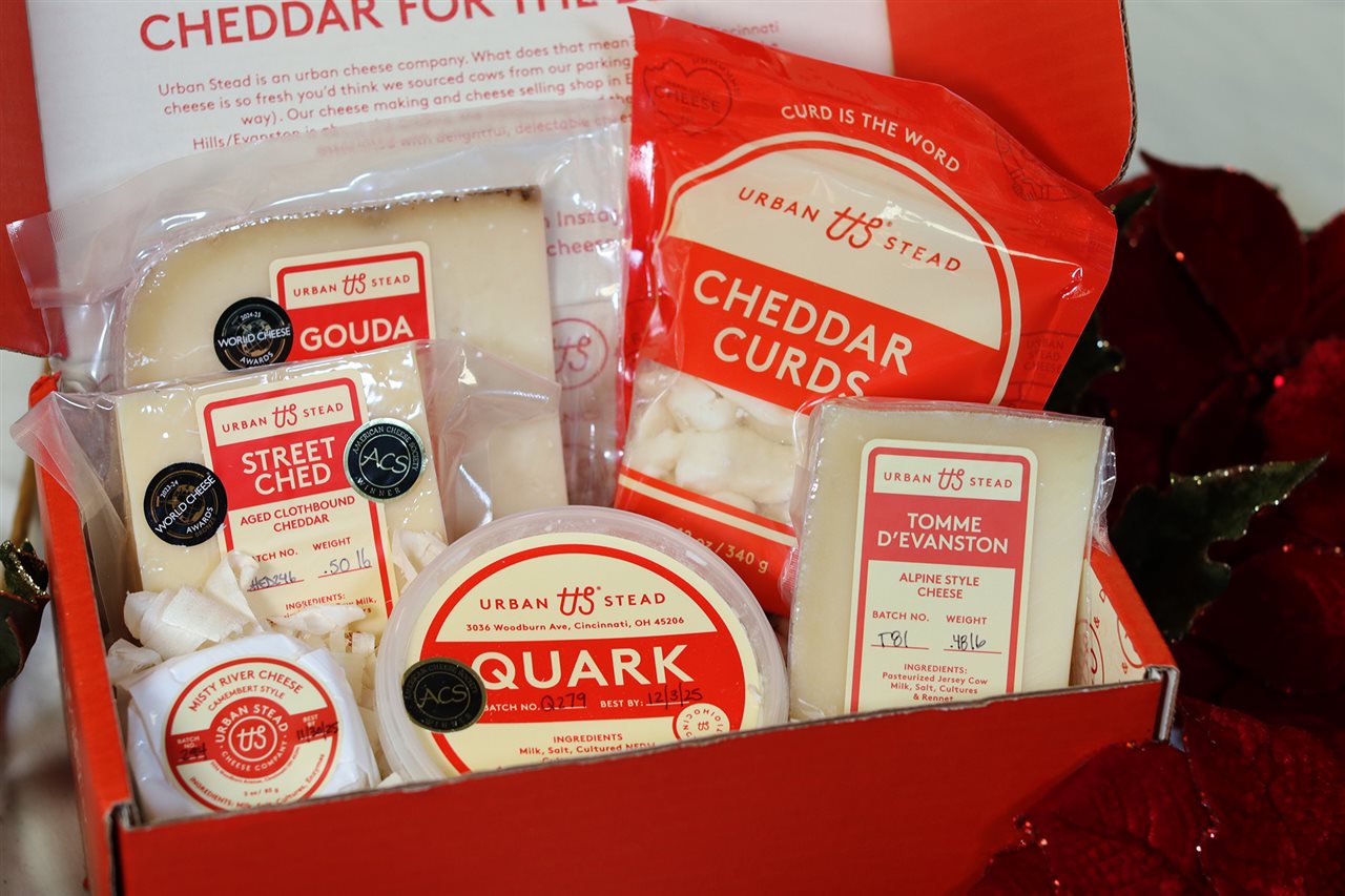 The Urban Stead Cheese Starter Box provides a sampling of their Aged Gouda, Street Ched, Misty River Camembert, Cheddar Curds and Quark to please any cheese lover on your list.