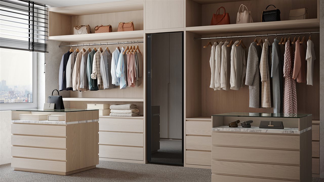 LG Styler built-in to a changing room.