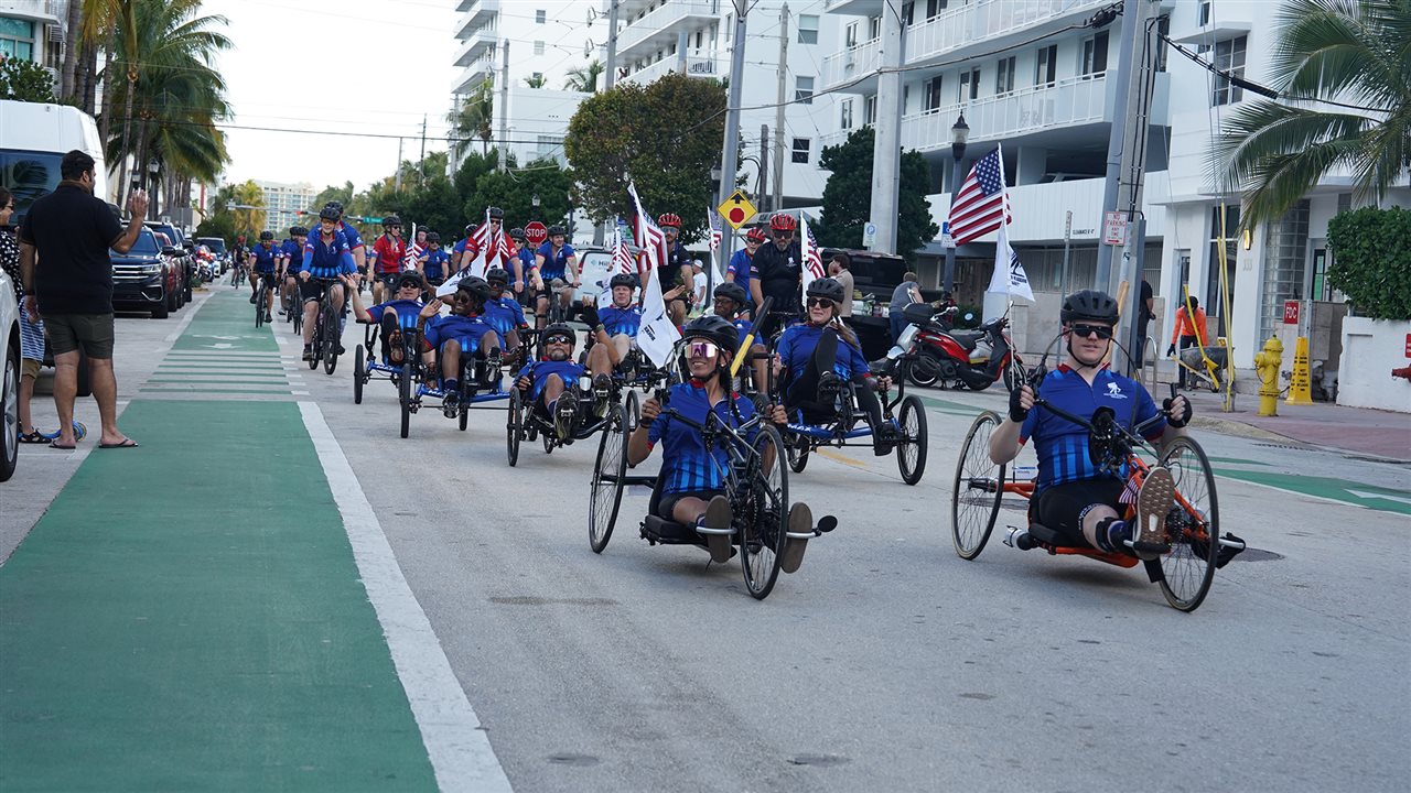 Veterans participating in Wounded Warrior Project (WWP) Soldier Ride<sup><sup><sup><sup><sup><sup><sup><sup><sup><sup><sup>&reg;</sup></sup></sup></sup></sup></sup></sup></sup></sup></sup></sup> Program; a multiday adaptive cycling event.