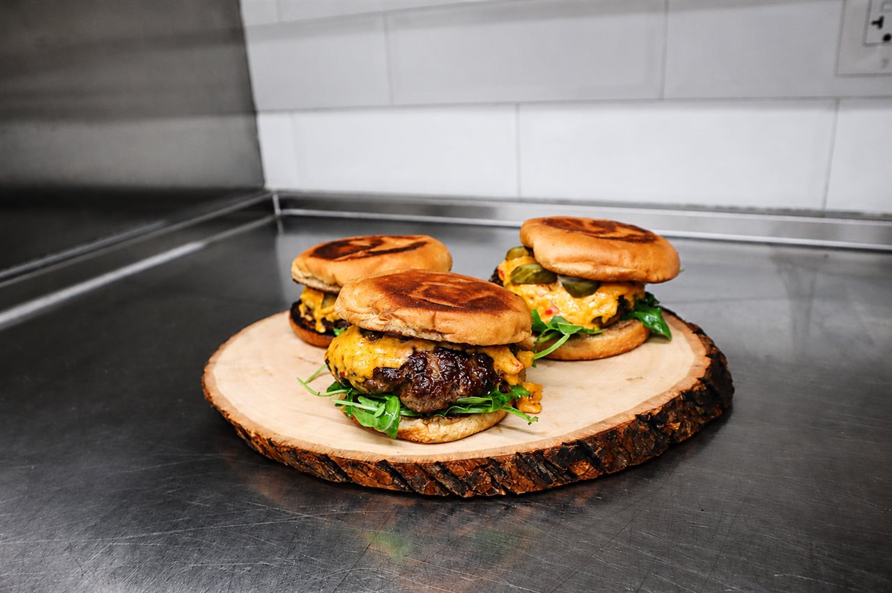 Brioche Buns with Chuck-Short Rib Patties, Cheese, Pickles pairs well with Sequoia Grove Cabernet Sauvignon, Napa Valley