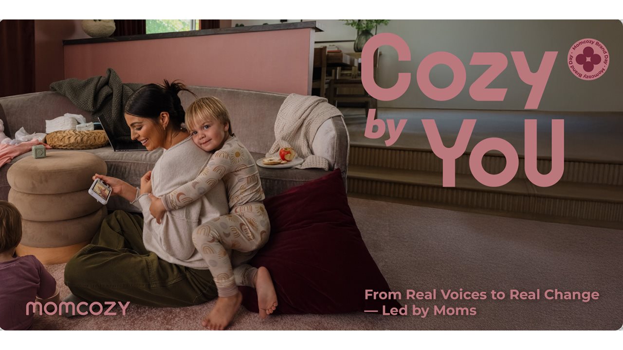 Mom looking at an app of her phone while child is hugging her. There is type over the image that says 